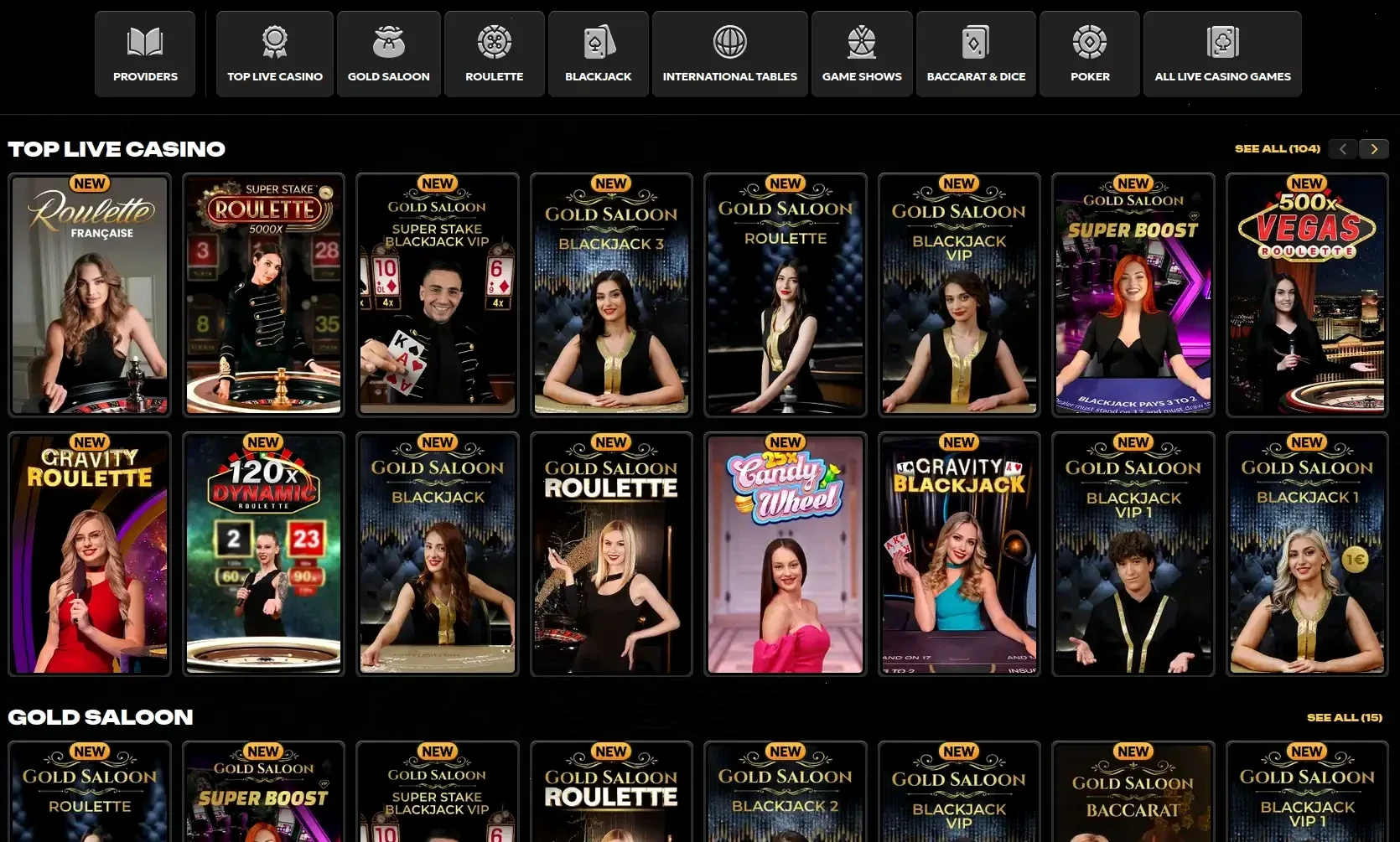 Aquawin Casino Spielauswahl